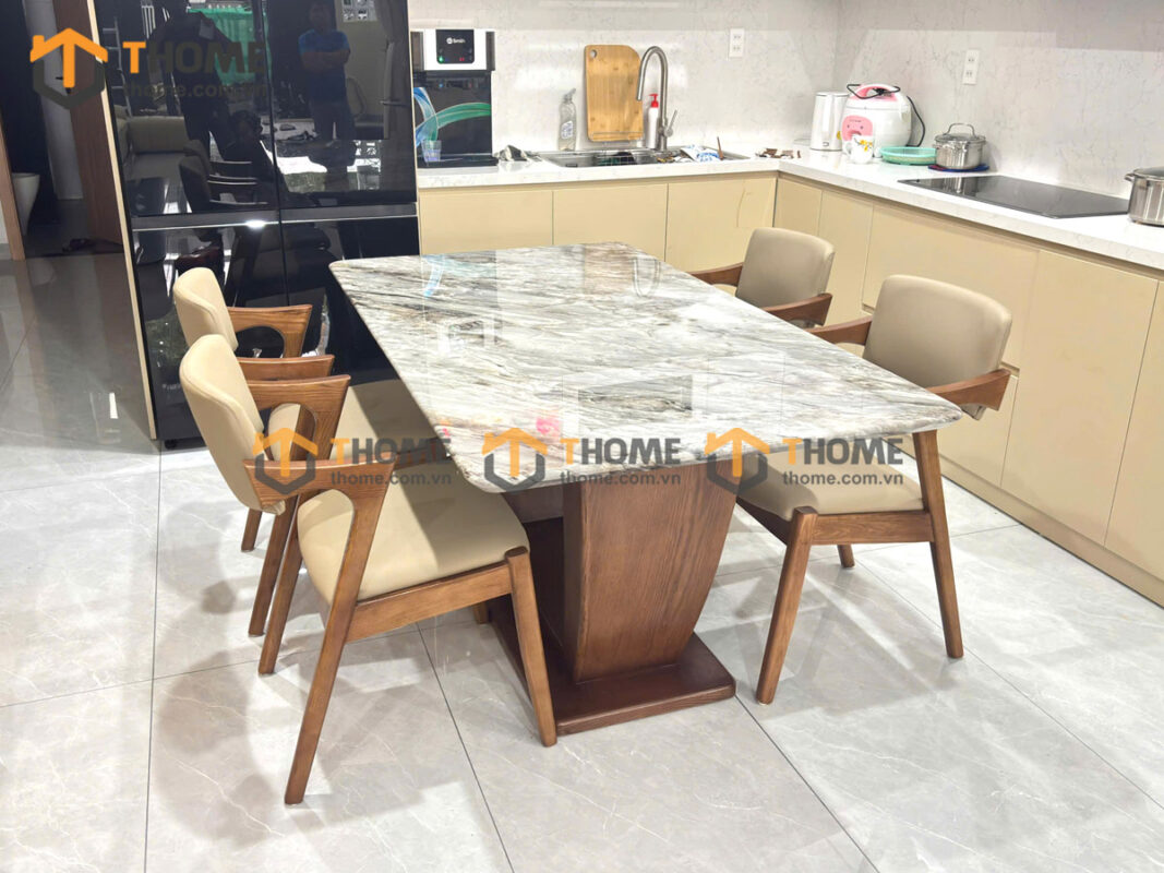 Bộ Bàn Ăn Chân U 4 Ghế (Nhiều Mẫu Ghế) Gỗ Sồi Tự Nhiên BBA4-24SN