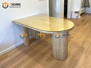 Bàn Ăn Gỗ Sồi Tự Nhiên Lan Sọc 3 Trụ Tròn BAMG-41SN