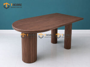 Bàn Ăn Gỗ Sồi Tự Nhiên Lan Sọc 3 Trụ Tròn BAMG-41SN