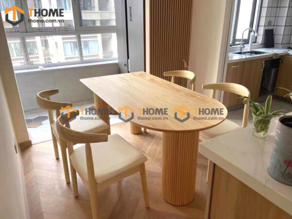 Bộ Bàn Ăn Lan Sọc (Nhiều Mẫu Ghế) 3 Chân Trụ Tròn BBA6-50SN
