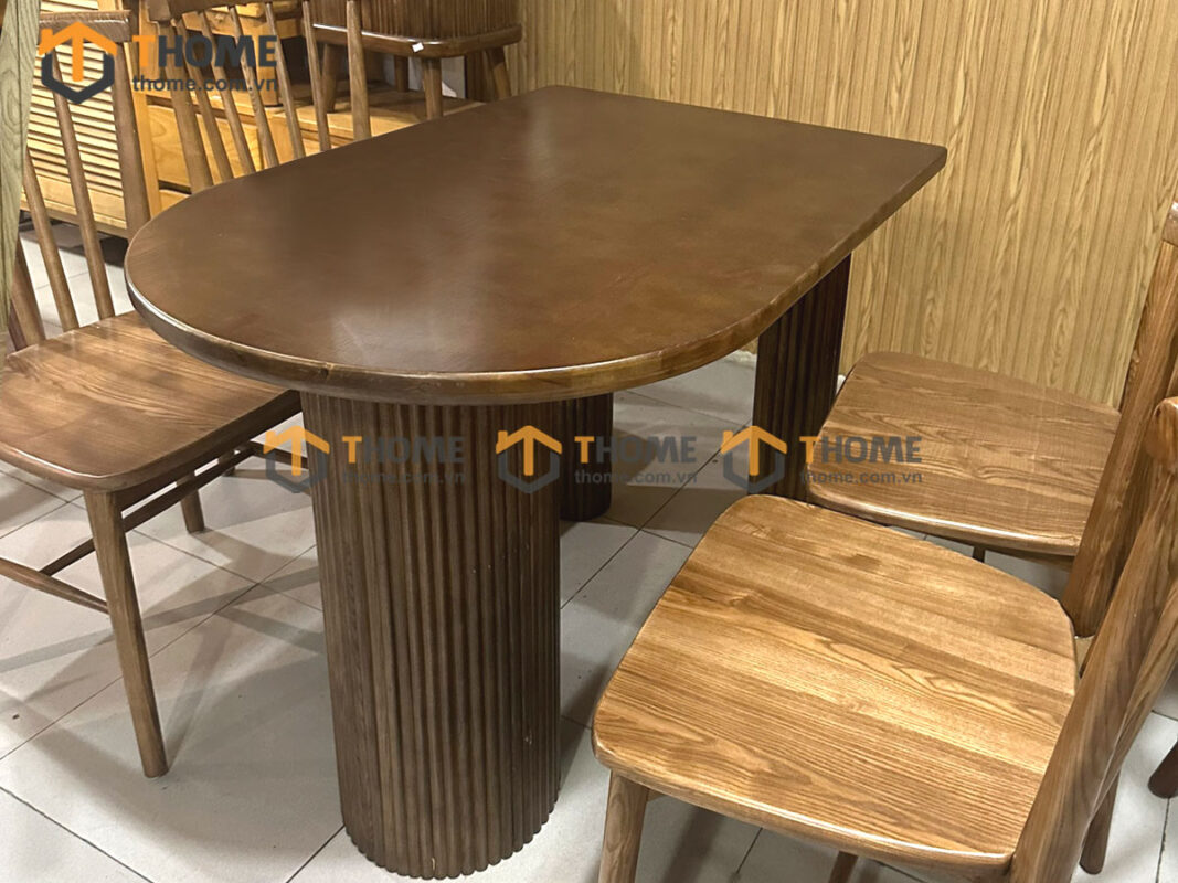 Bộ Bàn Ăn Lan Sọc (Nhiều Mẫu Ghế) 3 Chân Trụ Tròn BBA6-50SN
