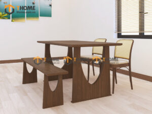 Bộ Bàn Ăn (Nhiều Mẫu Ghế) 2 Chân Vuông Khoét Nửa Oval BBA6-55SN