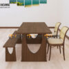 Bộ Bàn Ăn (Nhiều Mẫu Ghế) 2 Chân Vuông Khoét Nửa Oval BBA6-55SN