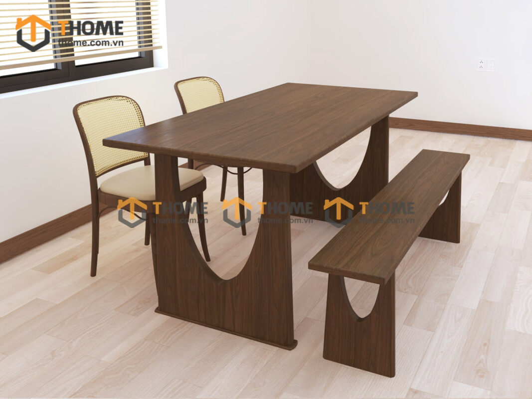 Bộ Bàn Ăn (Nhiều Mẫu Ghế) 2 Chân Vuông Khoét Nửa Oval BBA6-55SN