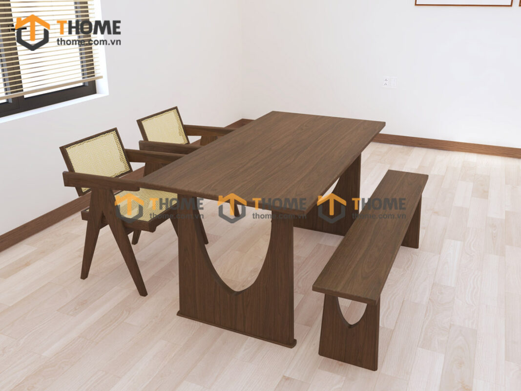 Bộ Bàn Ăn (Nhiều Mẫu Ghế) 2 Chân Vuông Khoét Nửa Oval BBA6-55SN