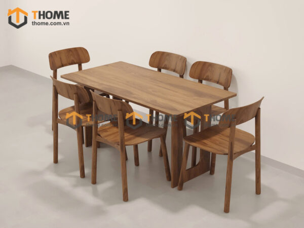 Bàn Ăn Gỗ Sồi Tự Nhiên Chân Vuông Lỗ Oval BAMG-44SN