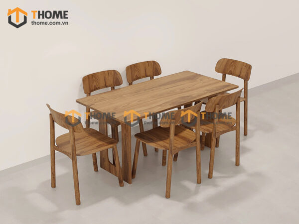 Bàn Ăn Gỗ Sồi Tự Nhiên Chân Vuông Lỗ Oval BAMG-44SN