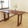 Bàn Ăn Gỗ Sồi Tự Nhiên Chân Vuông Lỗ Oval BAMG-44SN