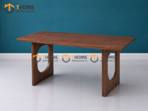 Bàn Ăn Gỗ Sồi Tự Nhiên Chân Vuông Lỗ Oval BAMG-44SN