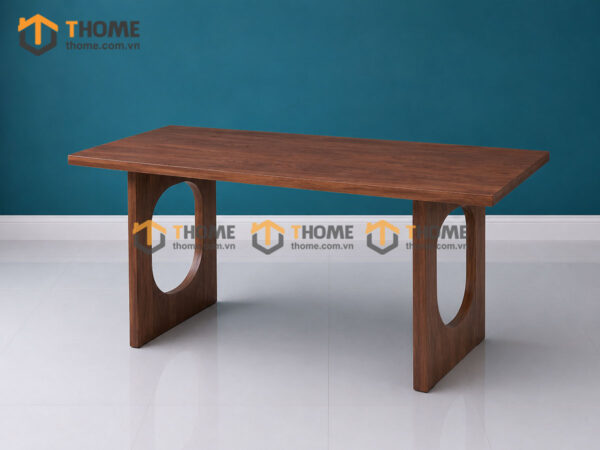 Bàn Ăn Gỗ Sồi Tự Nhiên Chân Vuông Lỗ Oval BAMG-44SN