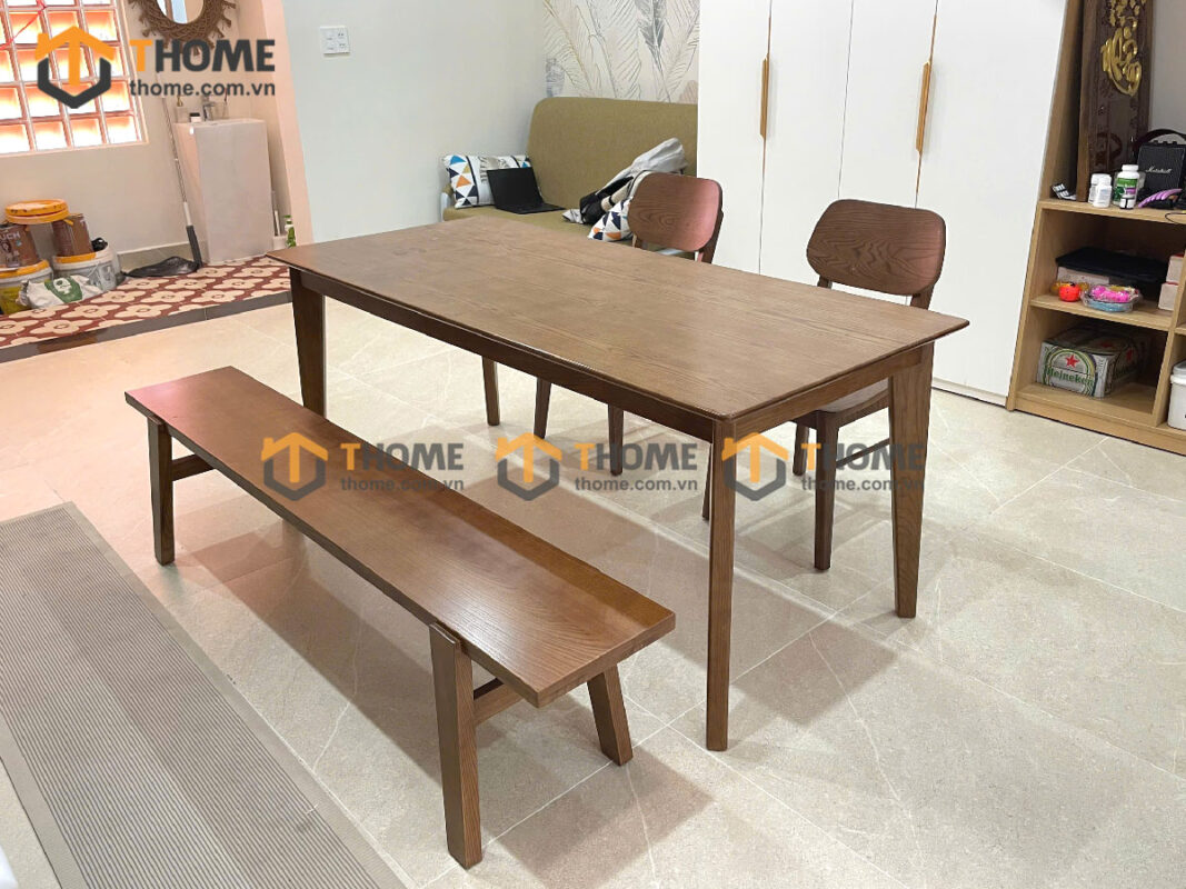 Bộ Bàn Ăn (Nhiều Mẫu Ghế Bench) Gỗ Sồi Tự Nhiên BBA6-57SN