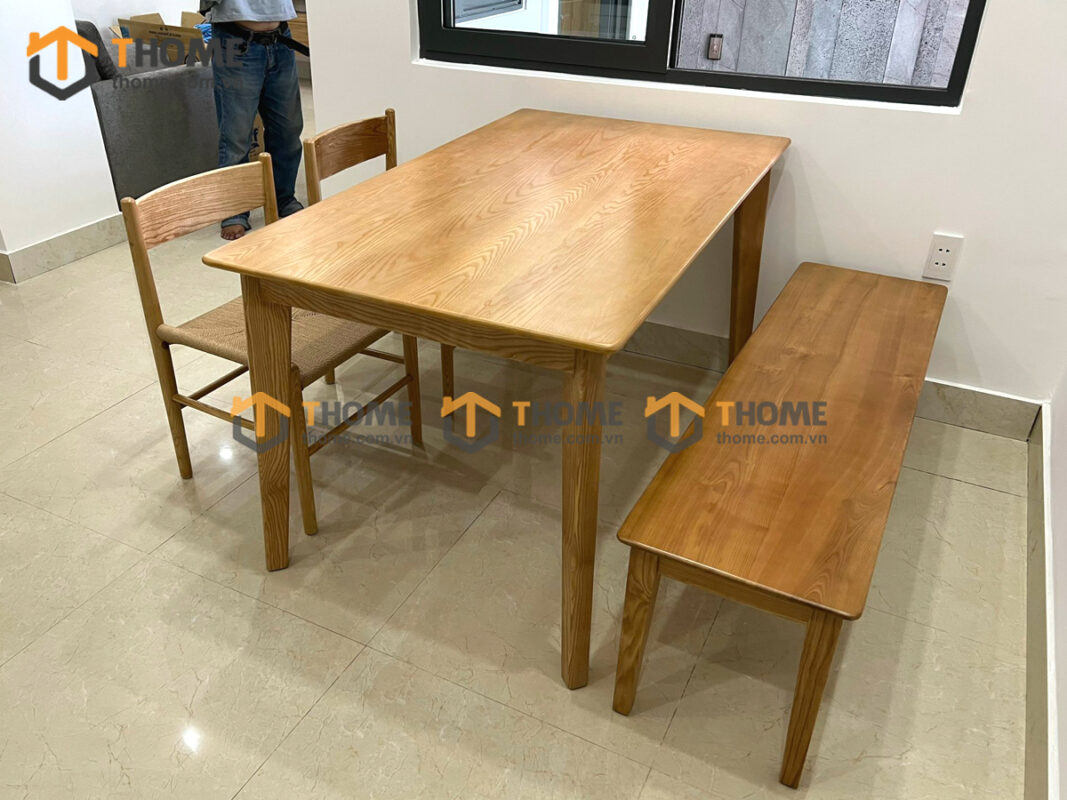 Bộ Bàn Ăn (Nhiều Mẫu Ghế Bench) Gỗ Sồi Tự Nhiên BBA6-57SN