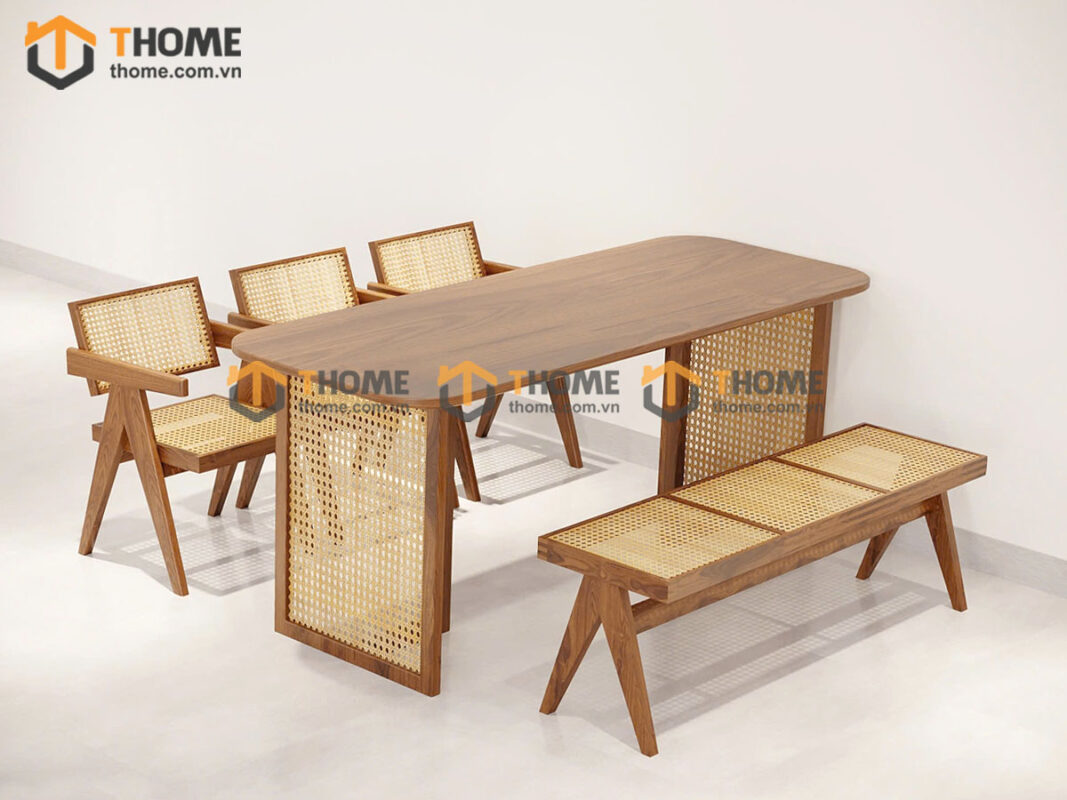 Bộ Bàn Ăn (Nhiều Mẫu Ghế Bench) Gỗ Sồi Tự Nhiên BBA6-57SN