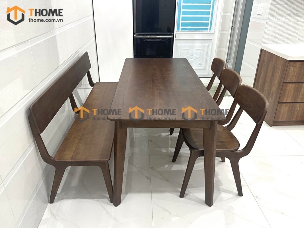 Bộ Bàn Ăn (Nhiều Mẫu Ghế Bench) Gỗ Sồi Tự Nhiên BBA6-57SN