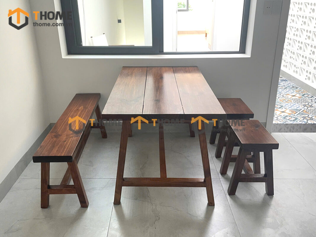 Bộ Bàn Ăn (Nhiều Mẫu Ghế Bench) Gỗ Sồi Tự Nhiên BBA6-57SN