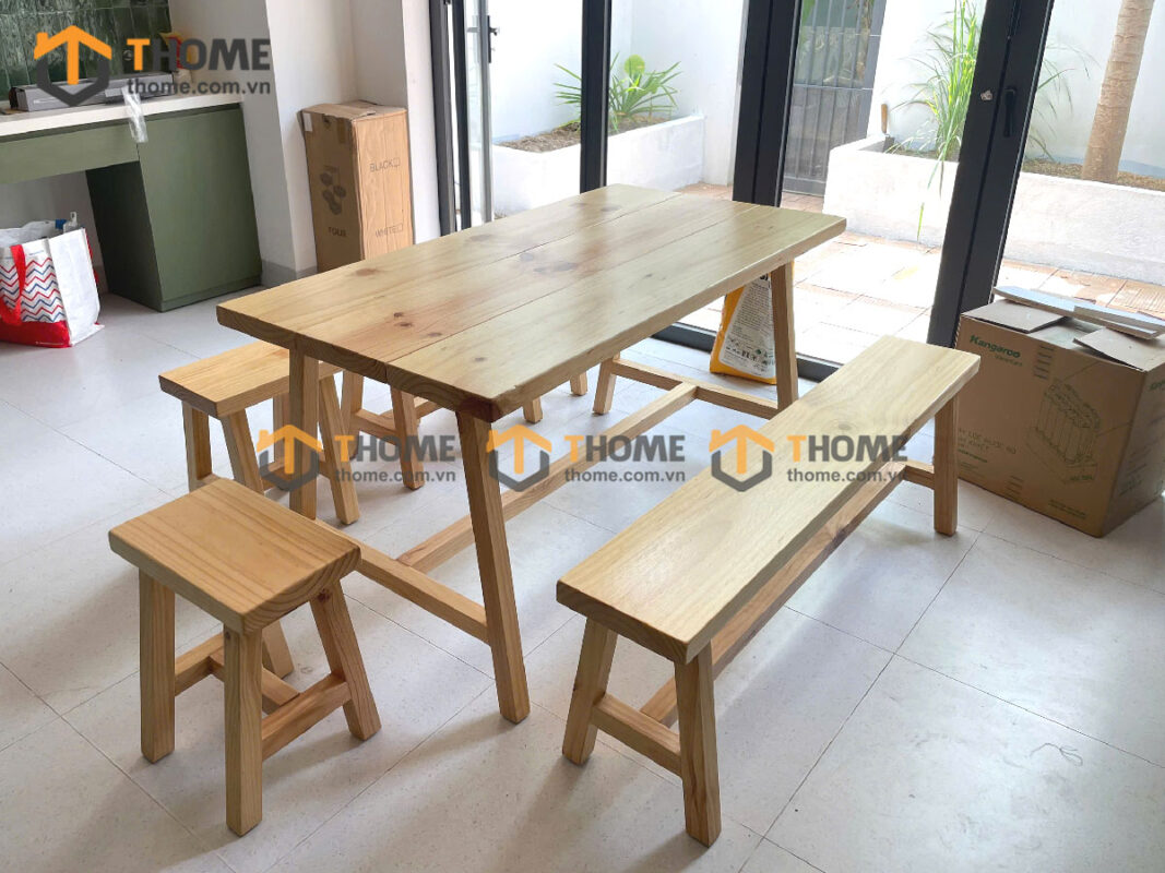 Bộ Bàn Ăn (Nhiều Mẫu Ghế Bench) Gỗ Sồi Tự Nhiên BBA6-57SN