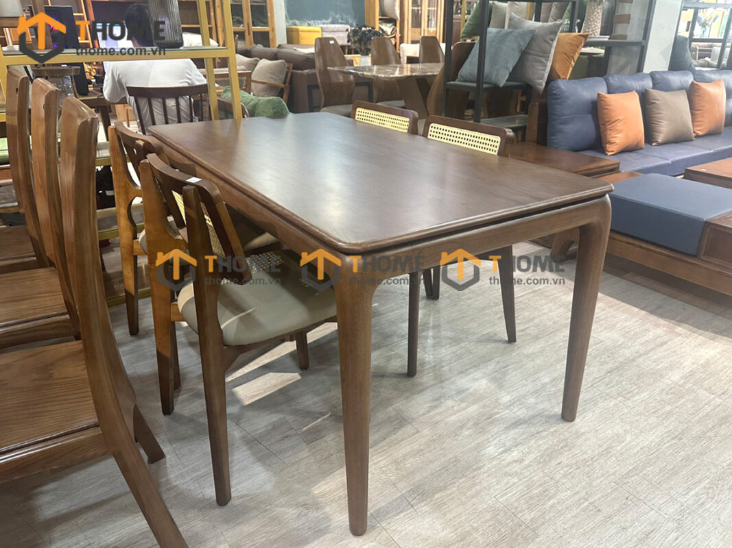 Bàn Ăn Gỗ Sồi Tự Nhiên Kiểu Mới Chân Bo Tròn BAMG-36SN