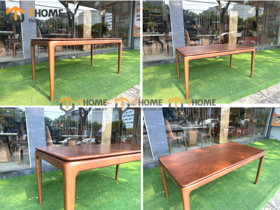 Bàn Ăn Gỗ Sồi Tự Nhiên Kiểu Mới Chân Bo Tròn BAMG-36SN