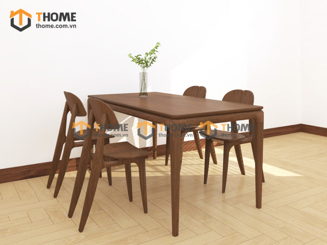 Bàn Ăn Gỗ Sồi Tự Nhiên Kiểu Mới Chân Bo Tròn BAMG-36SN
