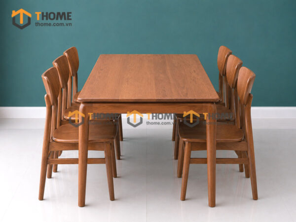Bàn Ăn Gỗ Sồi Tự Nhiên Kiểu Mới Chân Bo Tròn BAMG-36SN