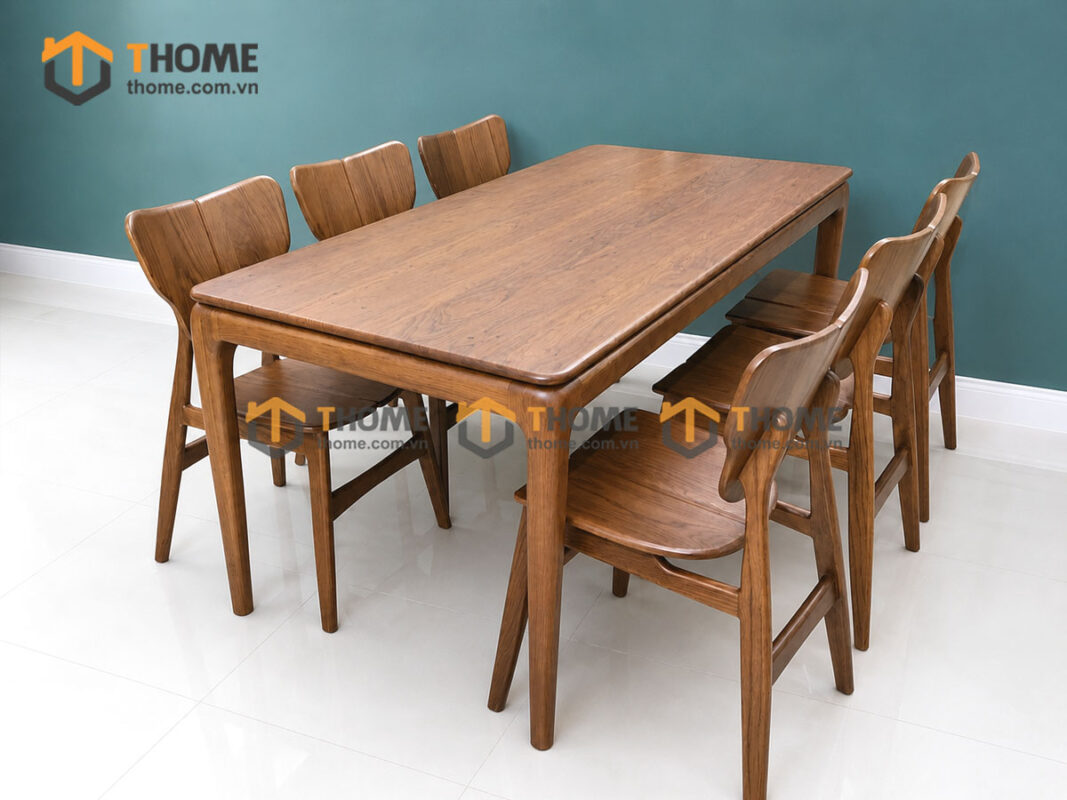 Bàn Ăn Gỗ Sồi Tự Nhiên Kiểu Mới Chân Bo Tròn BAMG-36SN
