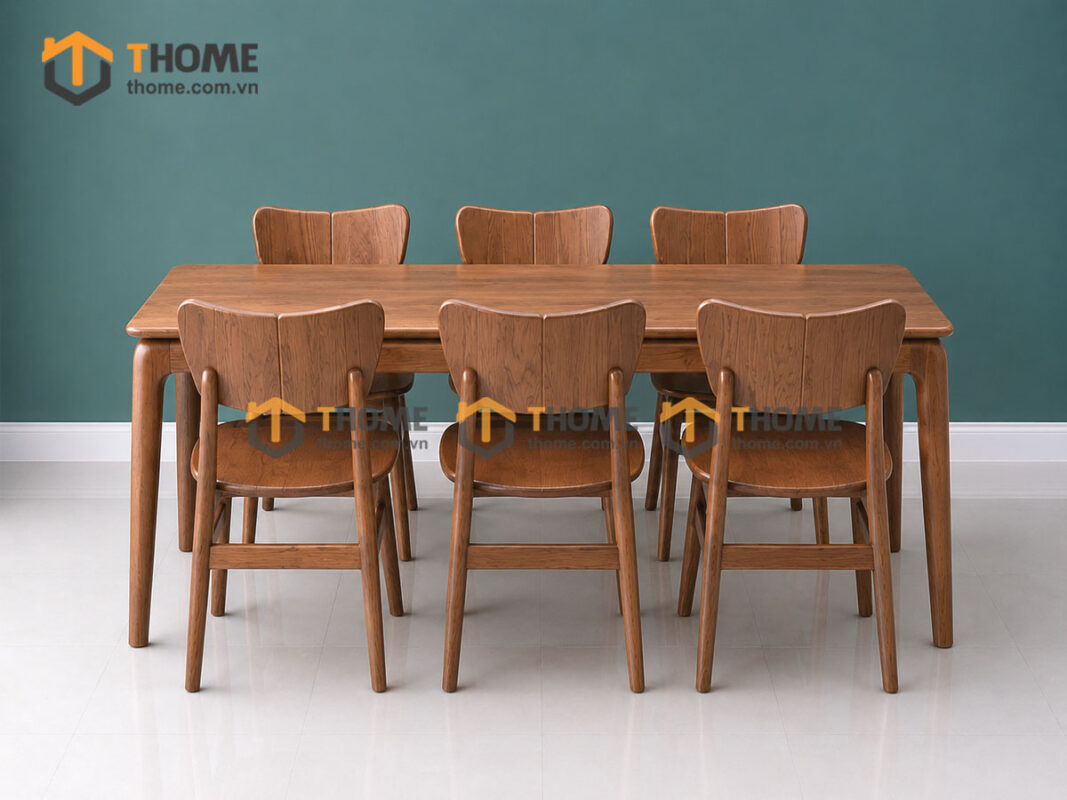 Bàn Ăn Gỗ Sồi Tự Nhiên Kiểu Mới Chân Bo Tròn BAMG-36SN
