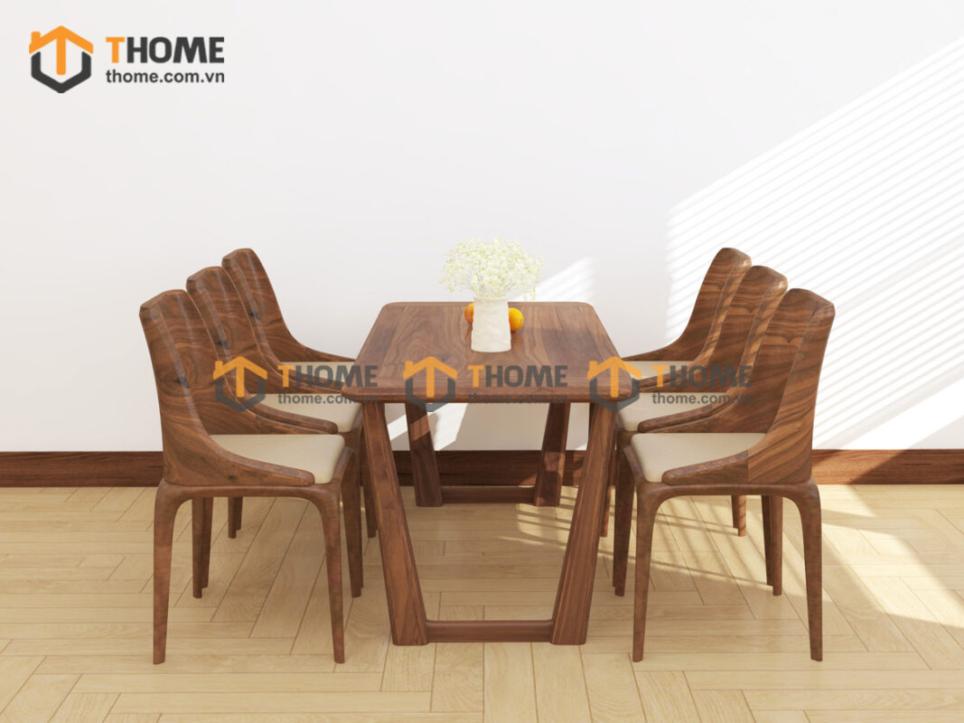 Bàn Ăn Gỗ Sồi Tự Nhiên Kiểu Mới Chân V 1.65m BAMG-37SN