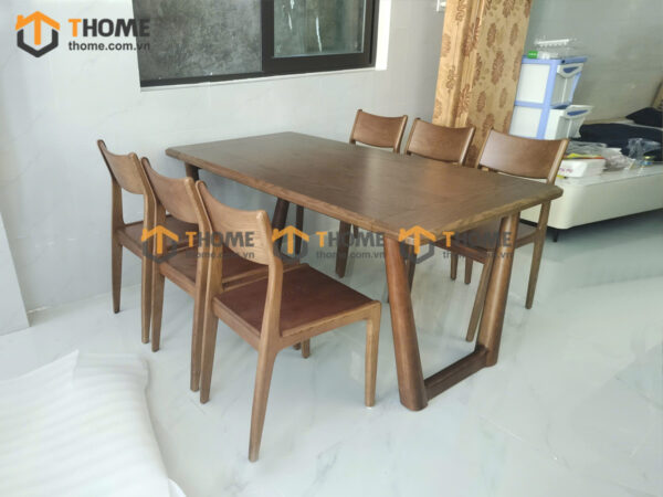 Bộ Bàn Ăn Kiểu Mới Chân V 1.65m 6 Ghế (Nhiều Mẫu Ghế) Gỗ Sồi Tự Nhiên BBA6-62SN