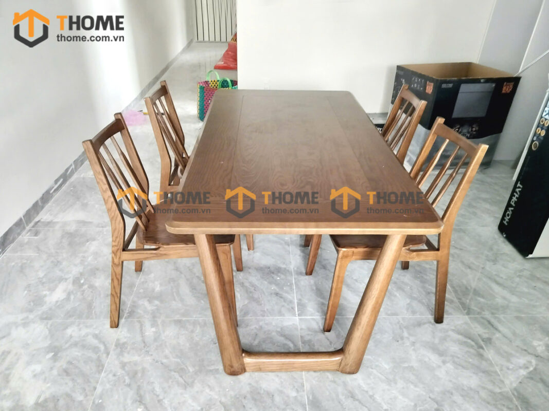 Bộ Bàn Ăn Kiểu Mới Chân V 1.65m 6 Ghế (Nhiều Mẫu Ghế) Gỗ Sồi Tự Nhiên BBA6-62SN