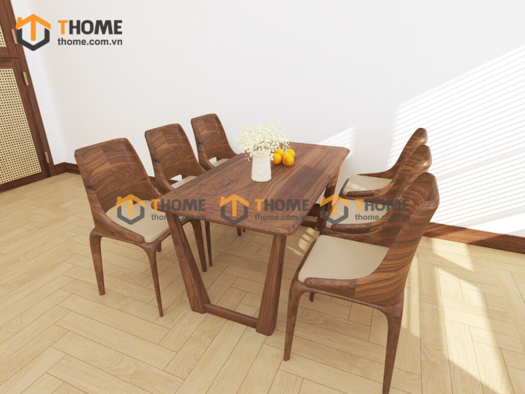 Bộ Bàn Ăn Kiểu Mới Chân V 1.65m 6 Ghế (Nhiều Mẫu Ghế) Gỗ Sồi Tự Nhiên BBA6-62SN
