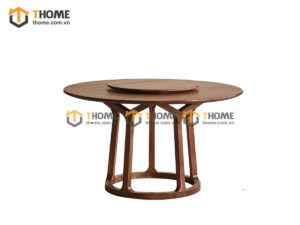 Bàn Ăn Gỗ Sồi Tự Nhiên Tròn Có Mâm Xoay BAMG-38SN