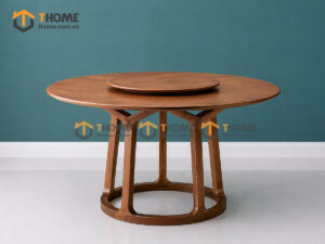 Bàn Ăn Gỗ Sồi Tự Nhiên Tròn Có Mâm Xoay BAMG-38SN