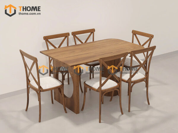 Bàn Ăn Gỗ Sồi Tự Nhiên Chân 1 Vuông 1 Lan Sọc BAMG-42SN