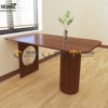 Bàn Ăn Gỗ Sồi Tự Nhiên Chân 1 Vuông 1 Lan Sọc BAMG-42SN