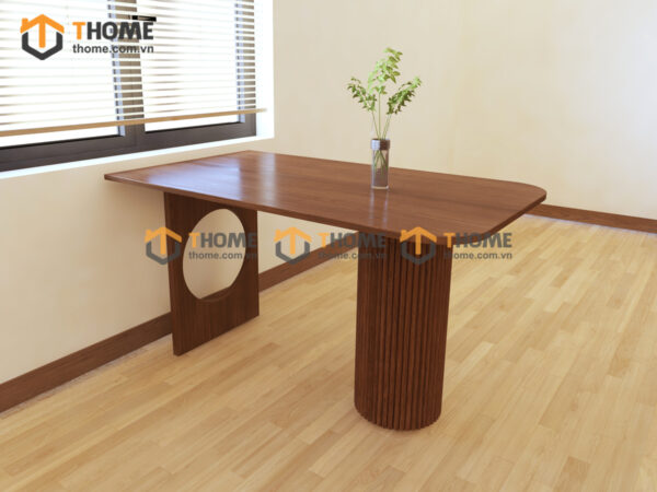 Bàn Ăn Gỗ Sồi Tự Nhiên Chân 1 Vuông 1 Lan Sọc BAMG-42SN