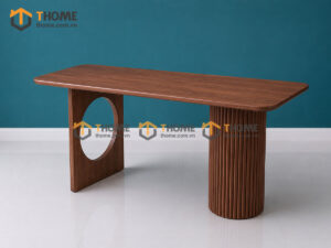 Bàn Ăn Gỗ Sồi Tự Nhiên Chân 1 Vuông 1 Lan Sọc BAMG-42SN