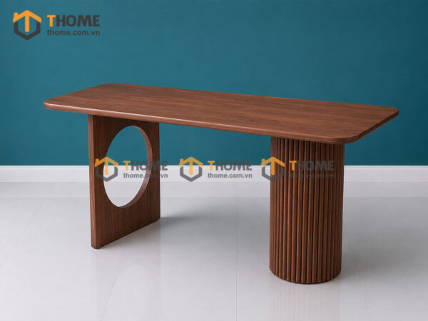 Bàn Ăn Gỗ Sồi Tự Nhiên Chân 1 Vuông 1 Lan Sọc BAMG-42SN