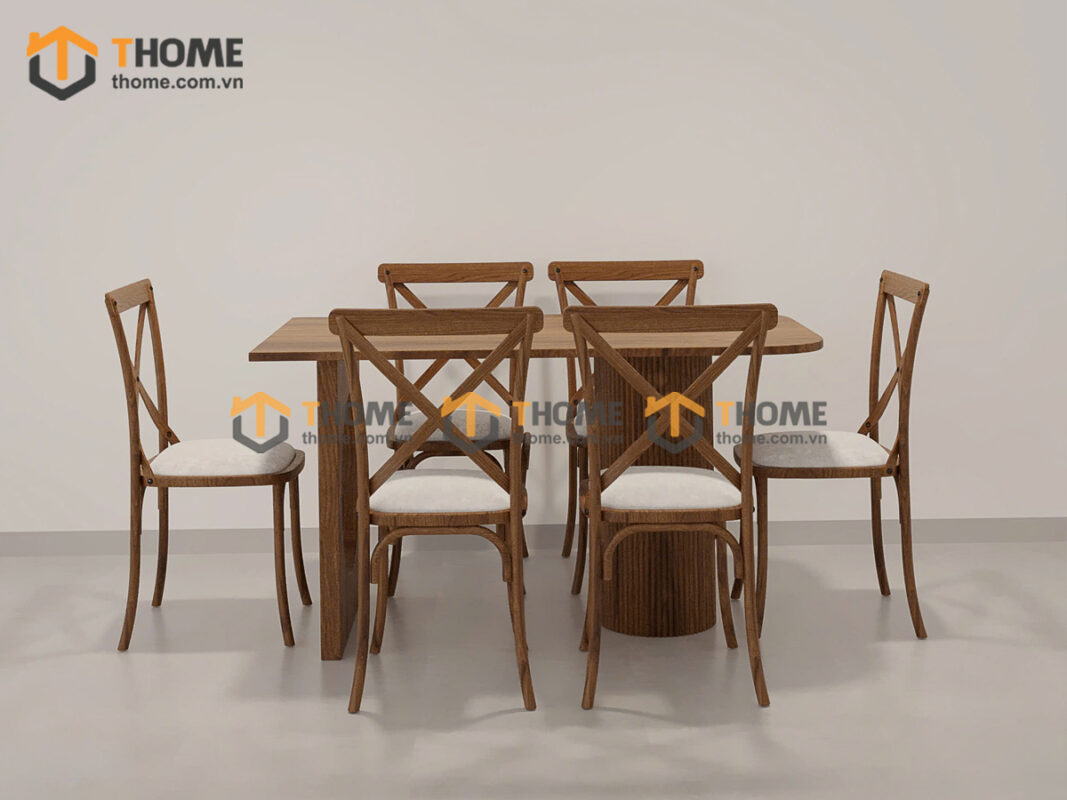 Bộ Bàn Ăn Lan Sọc (Nhiều Mẫu Ghế) 1 Chân Vuông 1 Chân Trụ Tròn BBA6-51SN