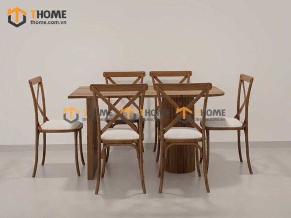 Bộ Bàn Ăn Lan Sọc (Nhiều Mẫu Ghế) 1 Chân Vuông 1 Chân Trụ Tròn BBA6-51SN