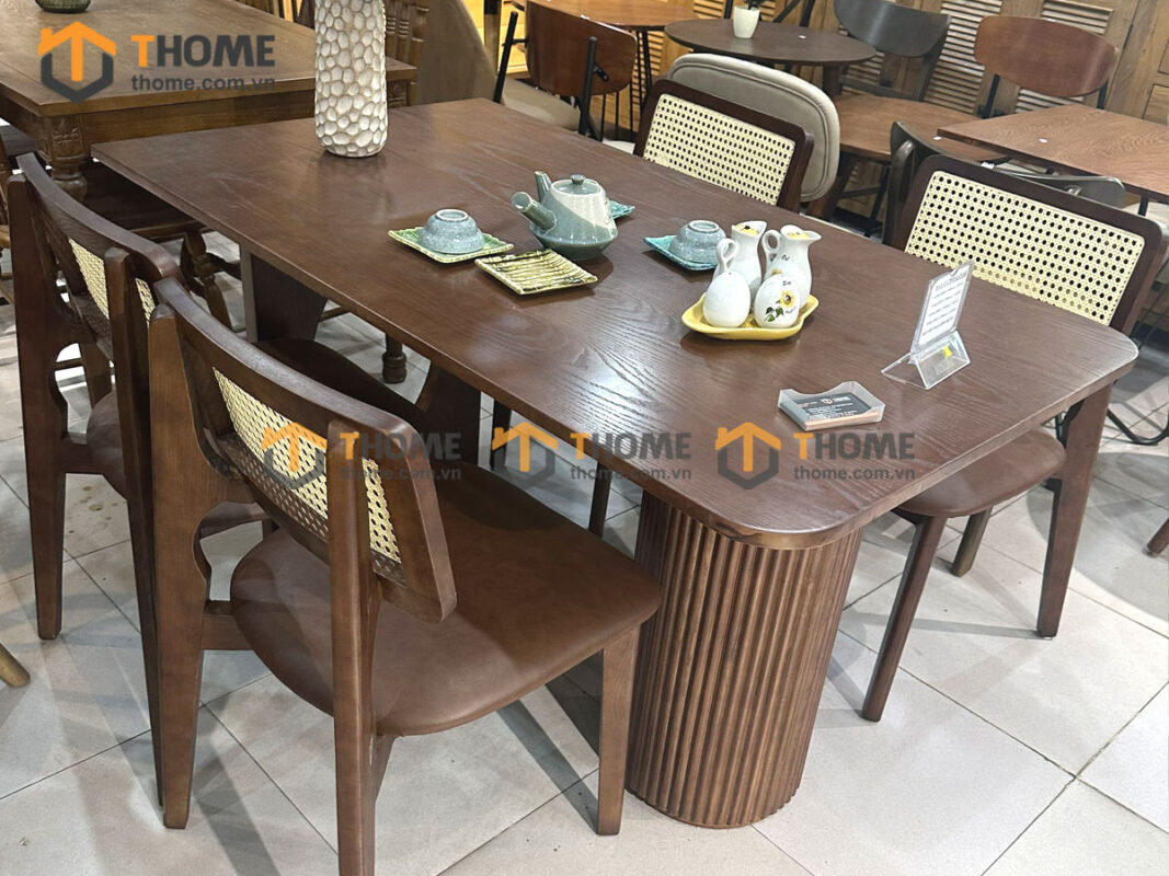 Bộ Bàn Ăn Lan Sọc (Nhiều Mẫu Ghế) 1 Chân Vuông 1 Chân Trụ Tròn BBA6-51SN