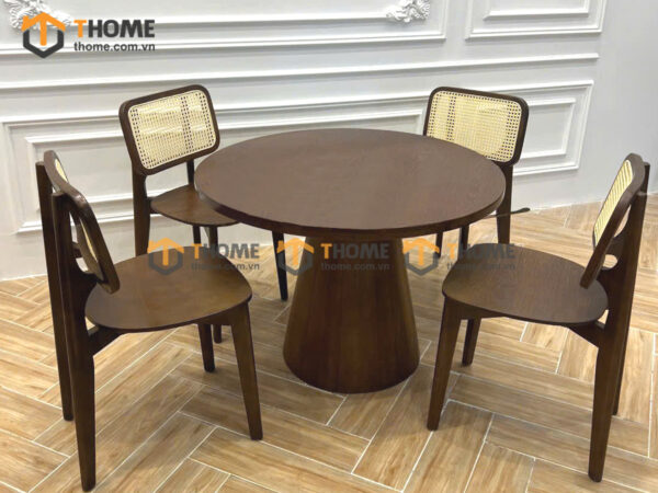 Bàn Ăn Gỗ Sồi Tự Nhiên Tròn Chân Nón BAMG-39SN