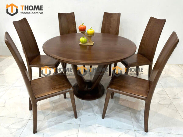 Bàn Ăn Gỗ Sồi Tự Nhiên Tròn Chân Xoắn BAMG-40SN