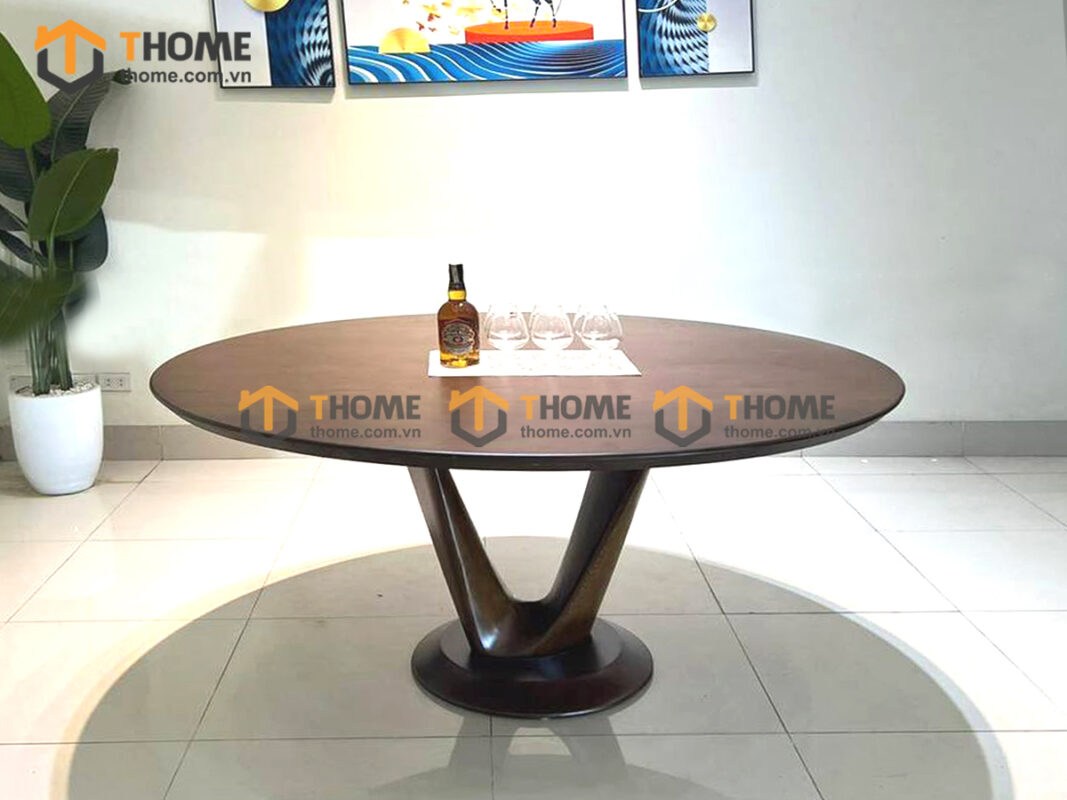 Bàn Ăn Gỗ Sồi Tự Nhiên Tròn Chân Xoắn BAMG-40SN