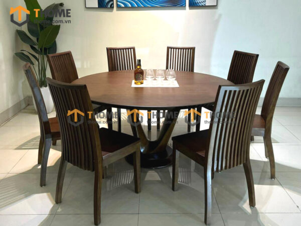 Bàn Ăn Gỗ Sồi Tự Nhiên Tròn Chân Xoắn BAMG-40SN