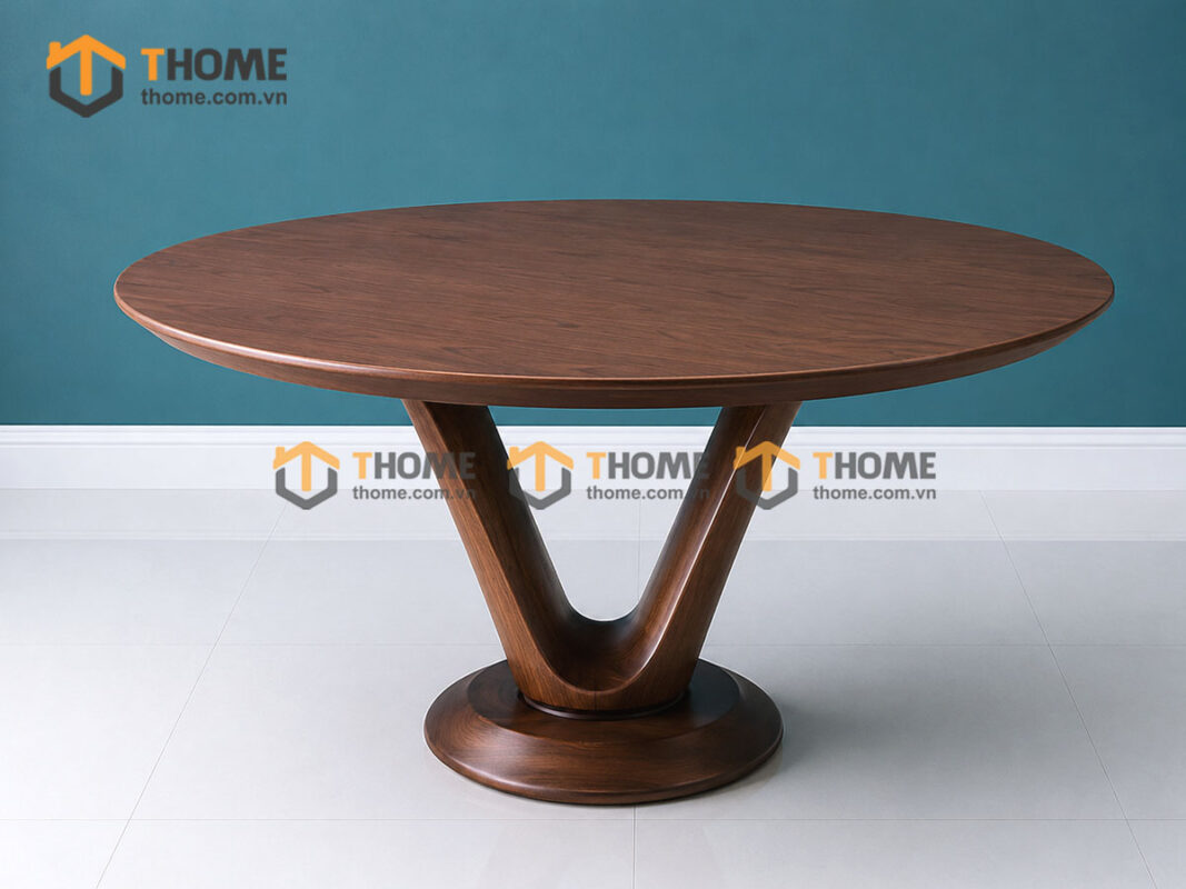 Bàn Ăn Gỗ Sồi Tự Nhiên Tròn Chân Xoắn BAMG-40SN