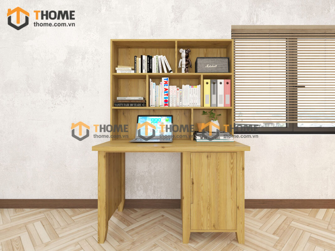 Bàn Làm Việc Góc Gỗ Sồi Tự Nhiên Harris 2 Tầng BLV2T-09SN
