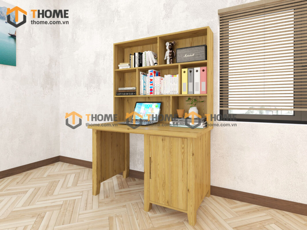 Bàn Làm Việc Góc Gỗ Sồi Tự Nhiên Harris 2 Tầng BLV2T-09SN