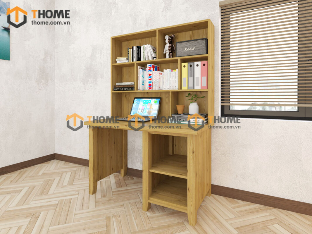 Bàn Làm Việc Góc Gỗ Sồi Tự Nhiên Harris 2 Tầng BLV2T-09SN