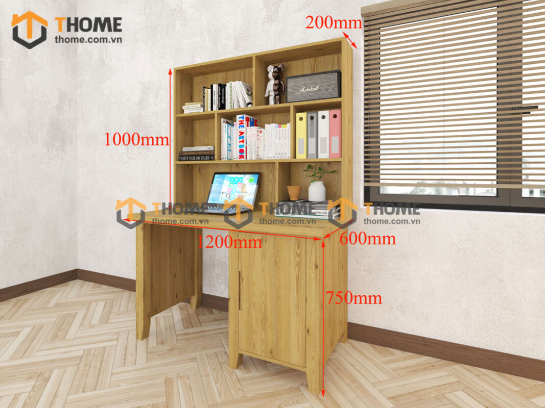 Bàn Làm Việc Góc Gỗ Sồi Tự Nhiên Harris 2 Tầng BLV2T-09SN