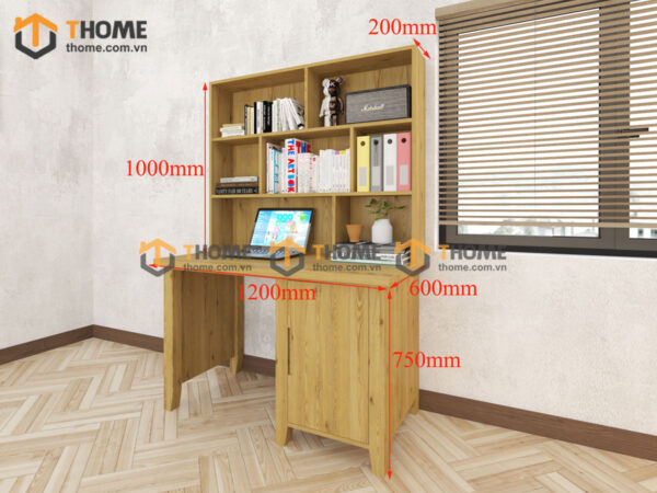 Bàn Làm Việc Góc Gỗ Sồi Tự Nhiên Harris 2 Tầng BLV2T-09SN